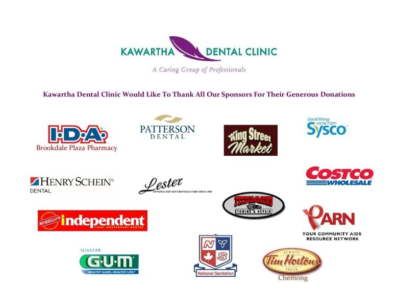 Logos of 13 sponsors who donated to Free Dental Day